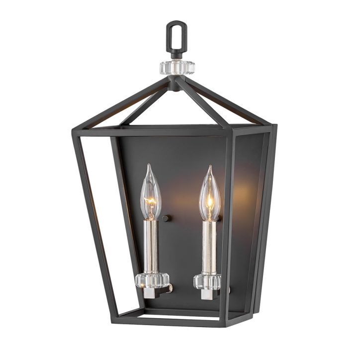 Stinson 2 Light Wall Light Black & Polished Nickel - QN-STINSON2-BK