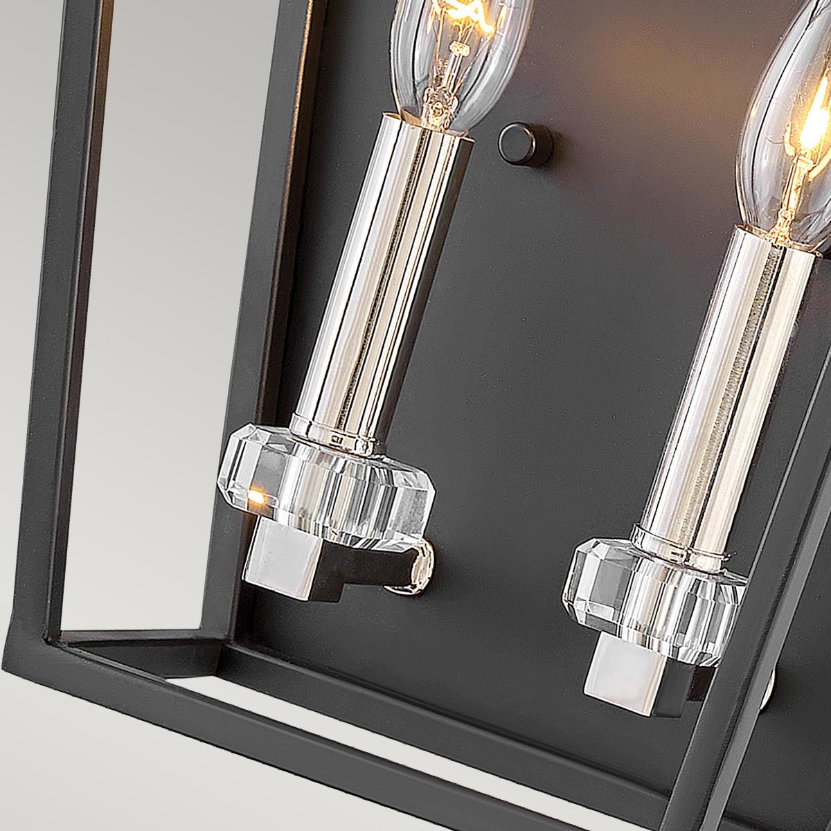 Stinson 2 Light Wall Light Black & Polished Nickel - QN-STINSON2-BK