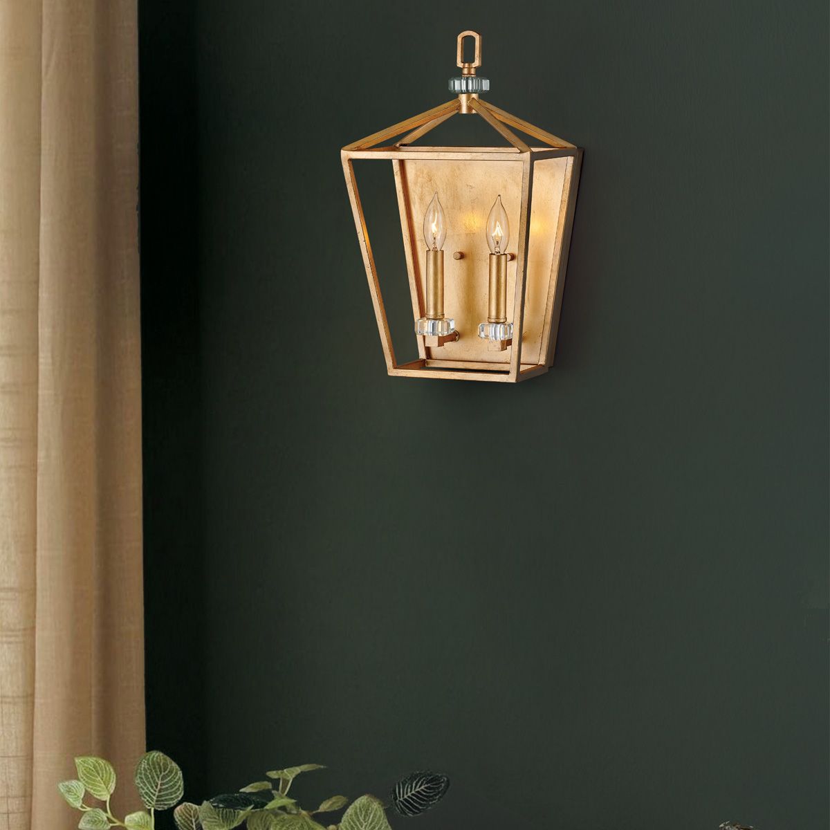 Stinson 2 Light Wall Light Distressed Brass - QN-STINSON2-DBR