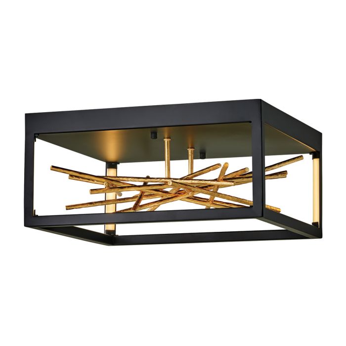 Styx LED Flush Mount Light Black & Gilded Gold - QN-STYX-LED-F-BG