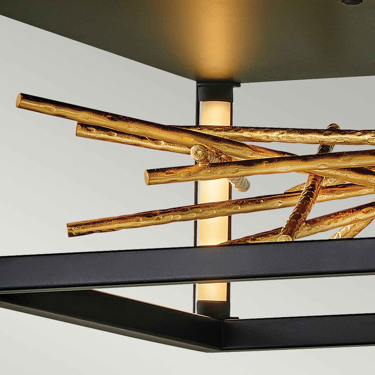 Styx LED Flush Mount Light Black & Gilded Gold - QN-STYX-LED-F-BG