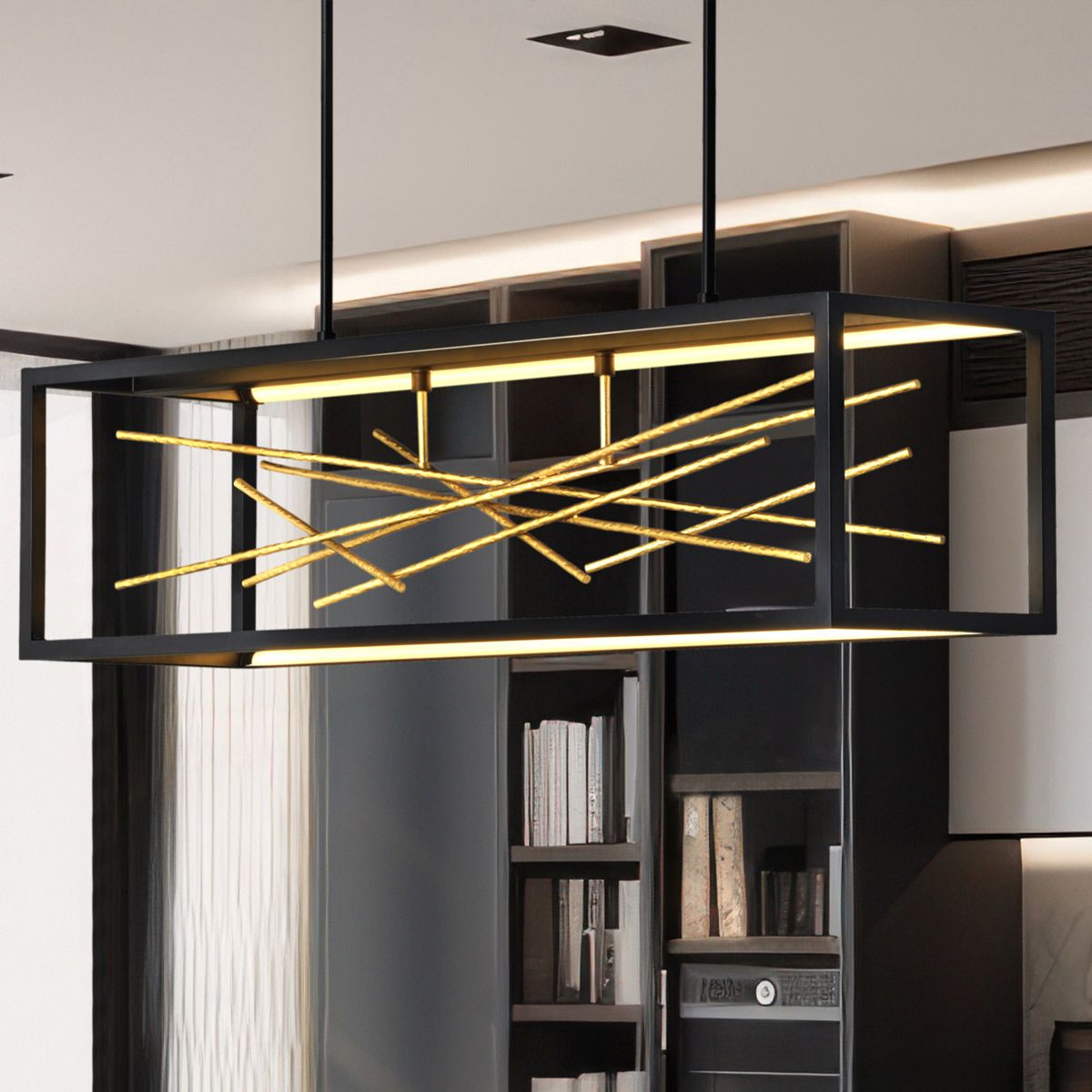 Styx LED Island Pendant Light Black & Gilded Gold - QN-STYX-LED-ISLE-BG