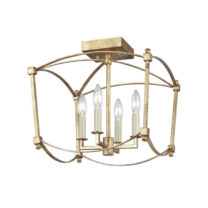 Thayer 4 Light Semi-Flush Mount Antique Gold - QN-THAYER-SF-ADB