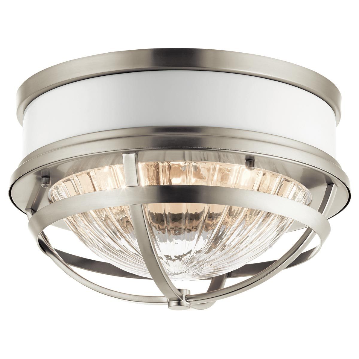 Tollis 2 Light Semi Flush Mount Light Brushed Nickel & White - QN-TOLLIS-F-BN