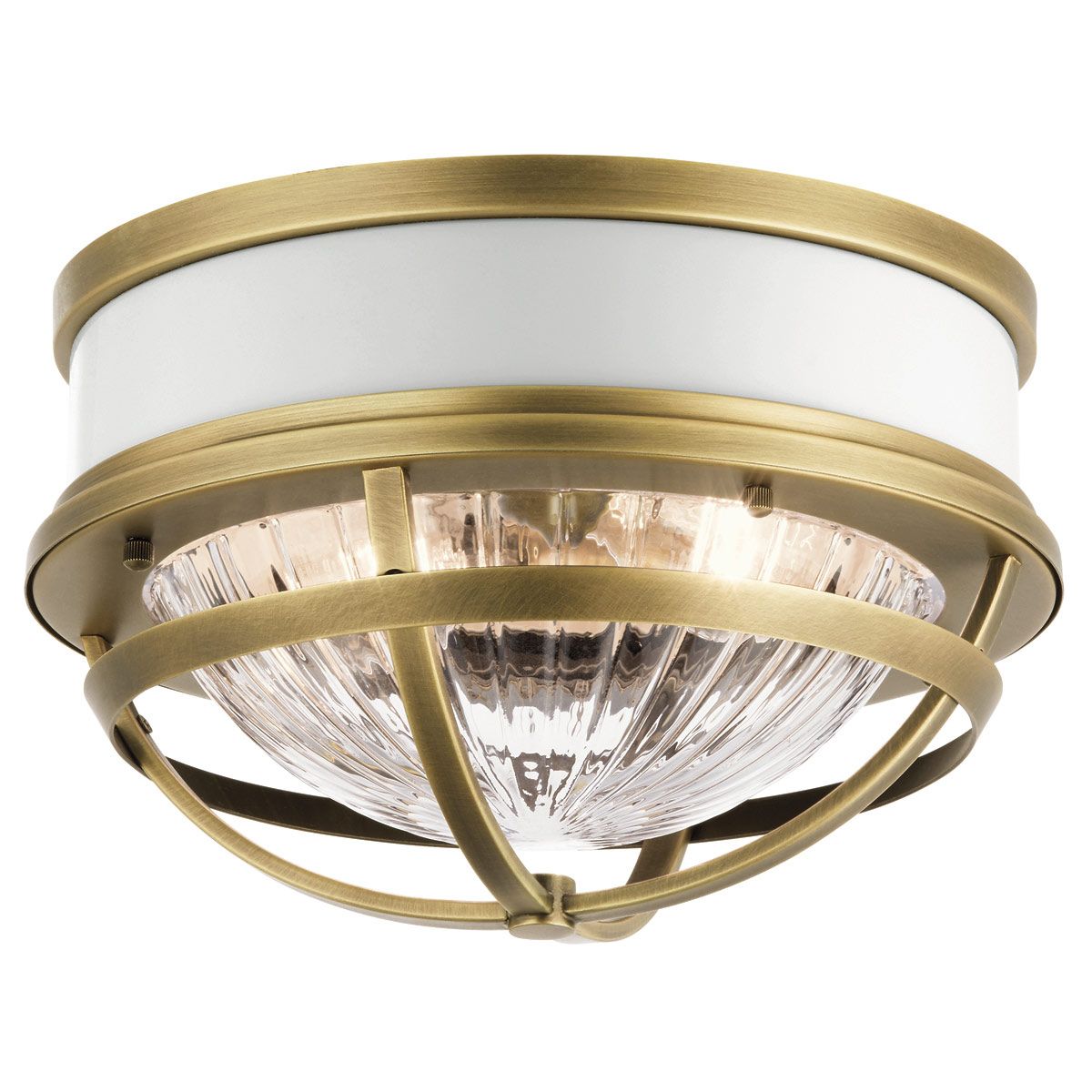 Tollis 2 Light Semi Flush Mount Light Natural Brass & White - QN-TOLLIS-F-NBR