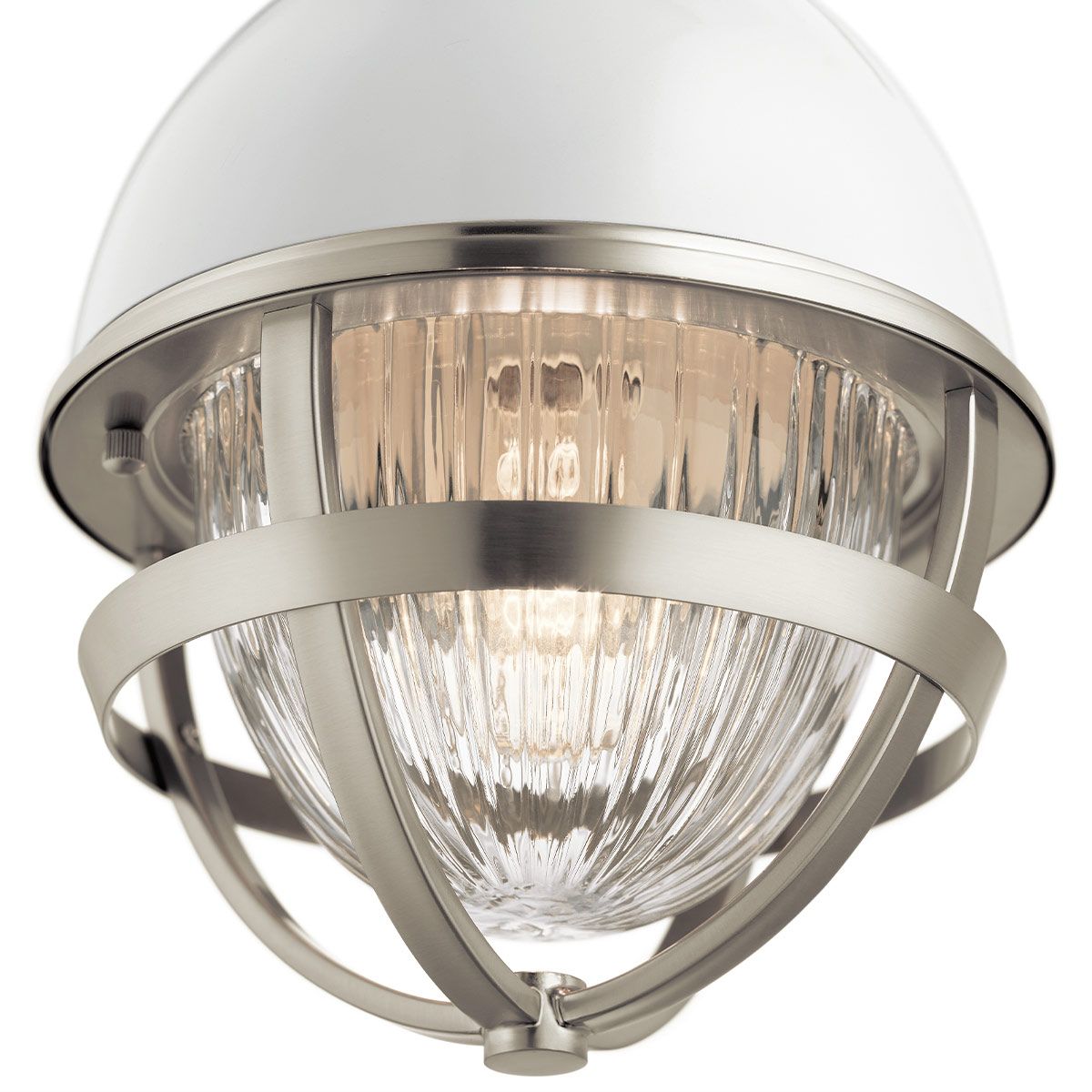 Tollis Mini Pendant Brushed Nickel & White - QN-TOLLIS-MP-BN