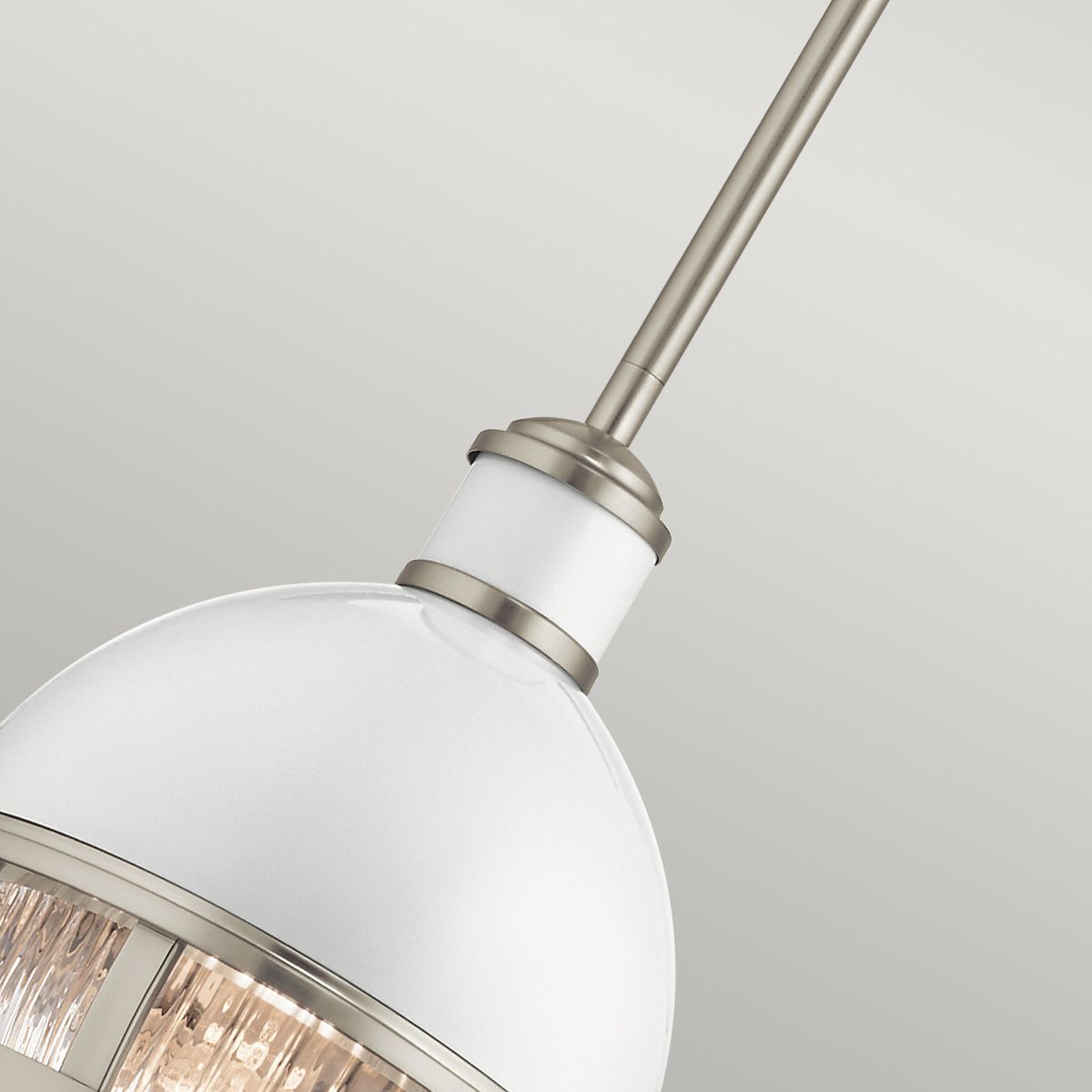 Tollis Mini Pendant Brushed Nickel & White - QN-TOLLIS-MP-BN