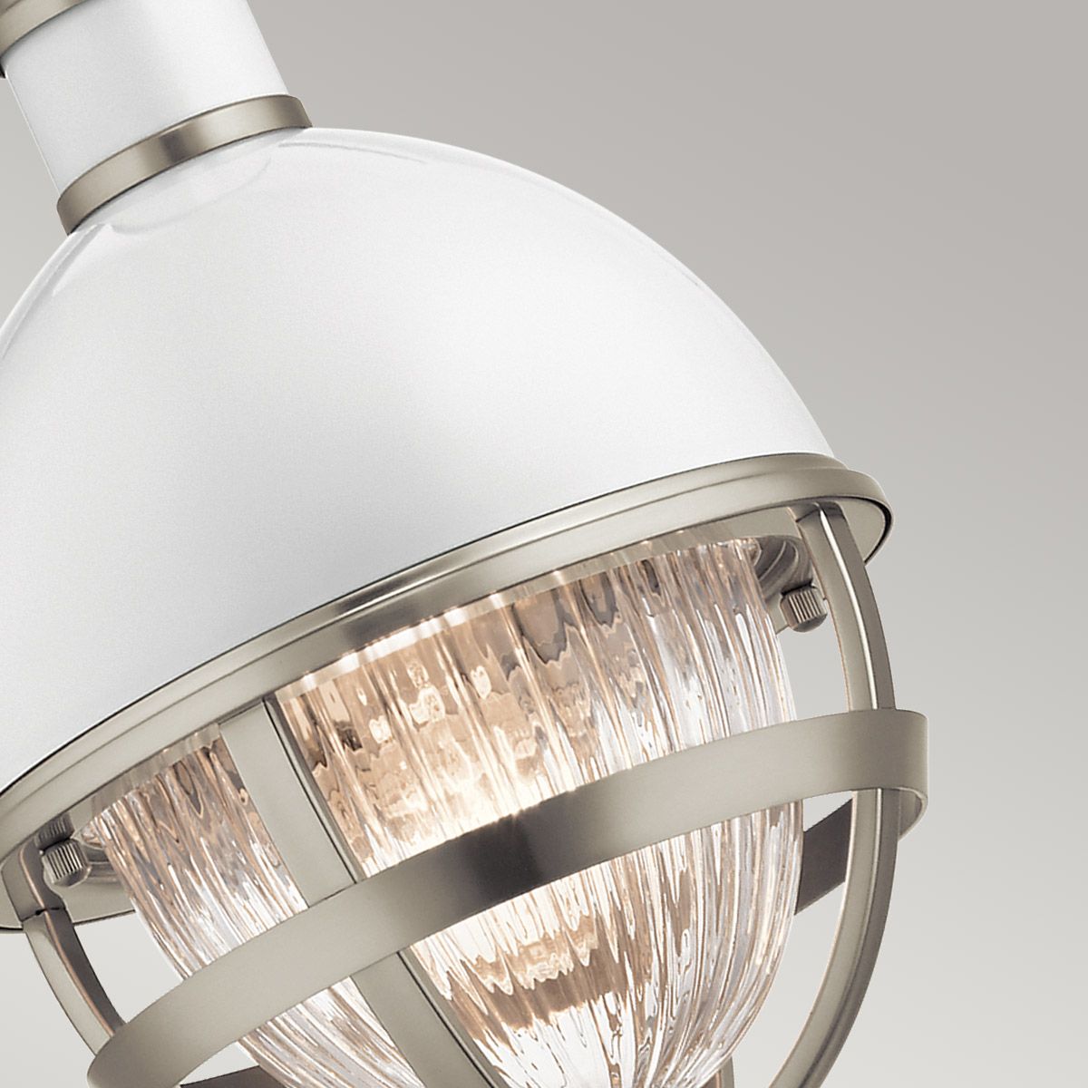 Tollis Mini Pendant Brushed Nickel & White - QN-TOLLIS-MP-BN