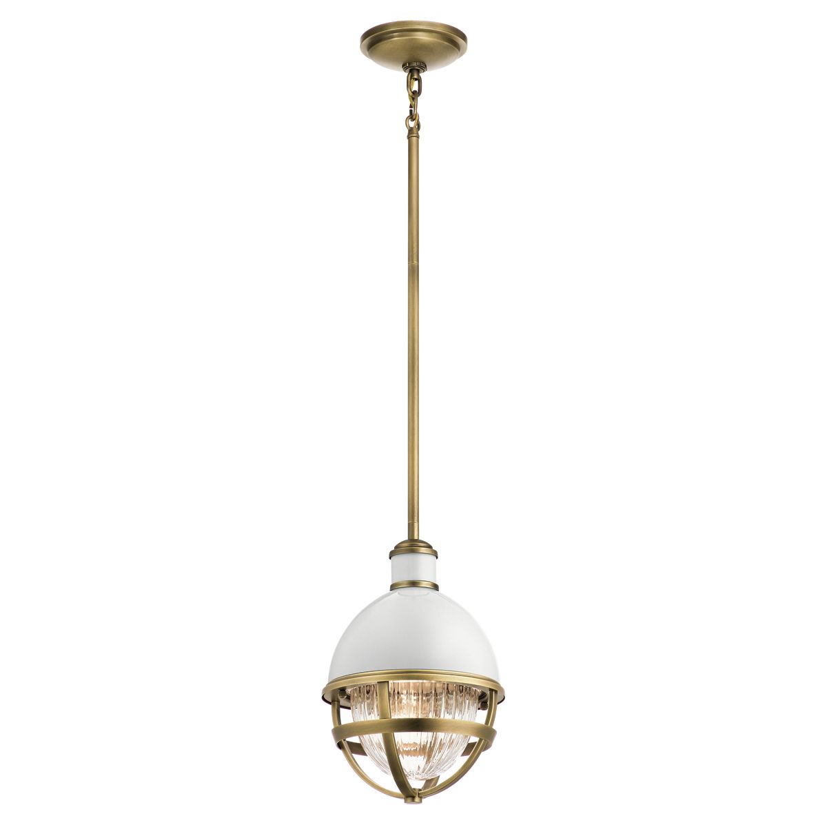 Tollis Mini Pendant Natural Brass & White - QN-TOLLIS-MP-NBR