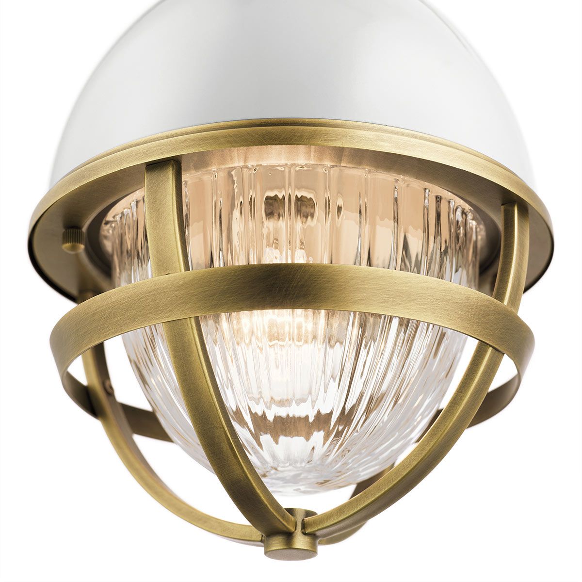 Tollis Mini Pendant Natural Brass & White - QN-TOLLIS-MP-NBR