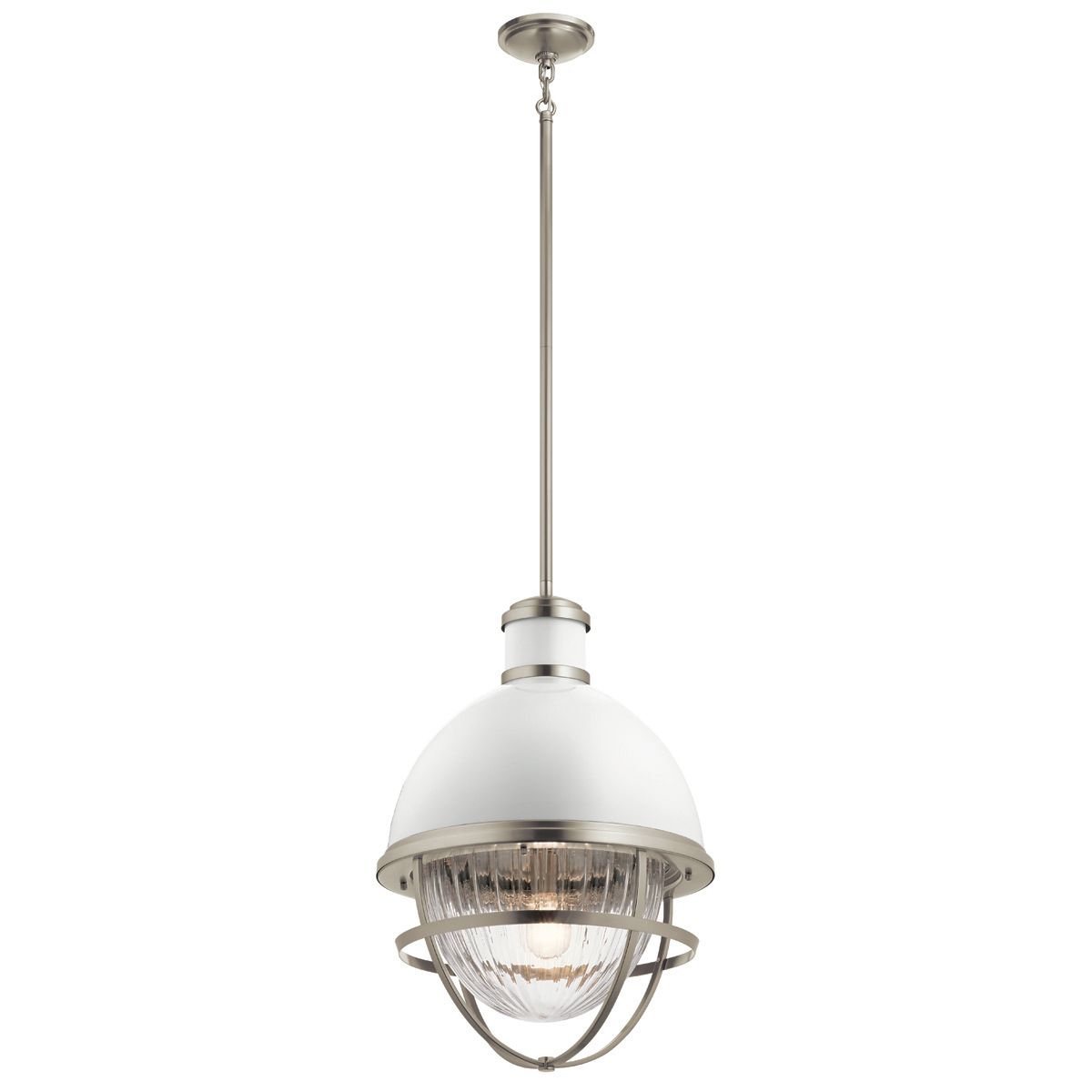 Tollis Pendant Light Brushed Nickel & White - QN-TOLLIS-P-BN