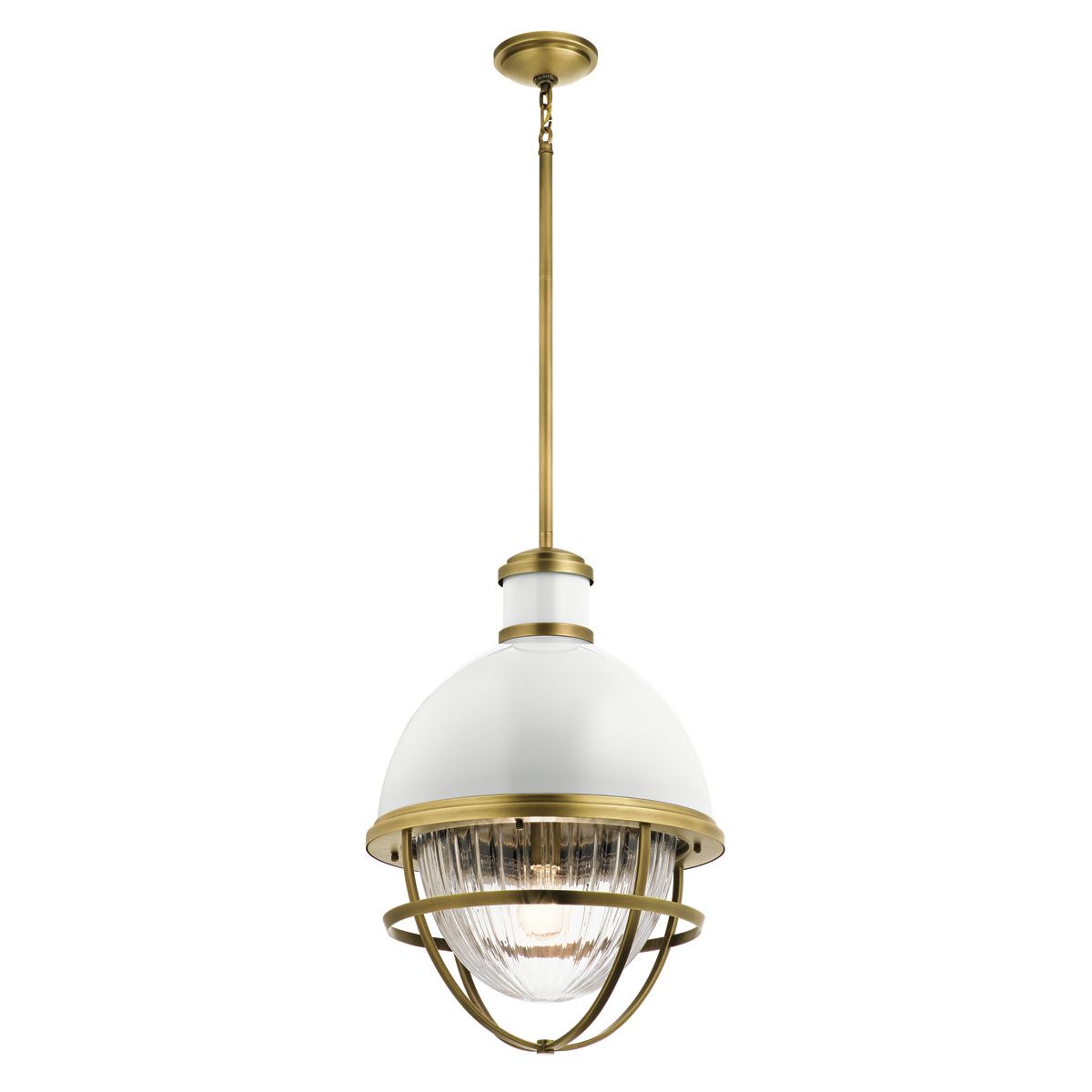 Tollis Pendant Light Natural Brass & White - QN-TOLLIS-P-NBR