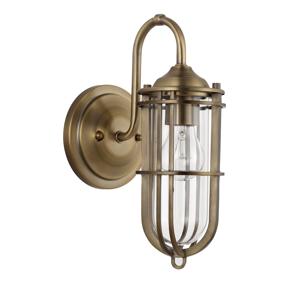 Urban Restoration Wall Light Dark Antique Brass & Clear - QN-URBANREST1