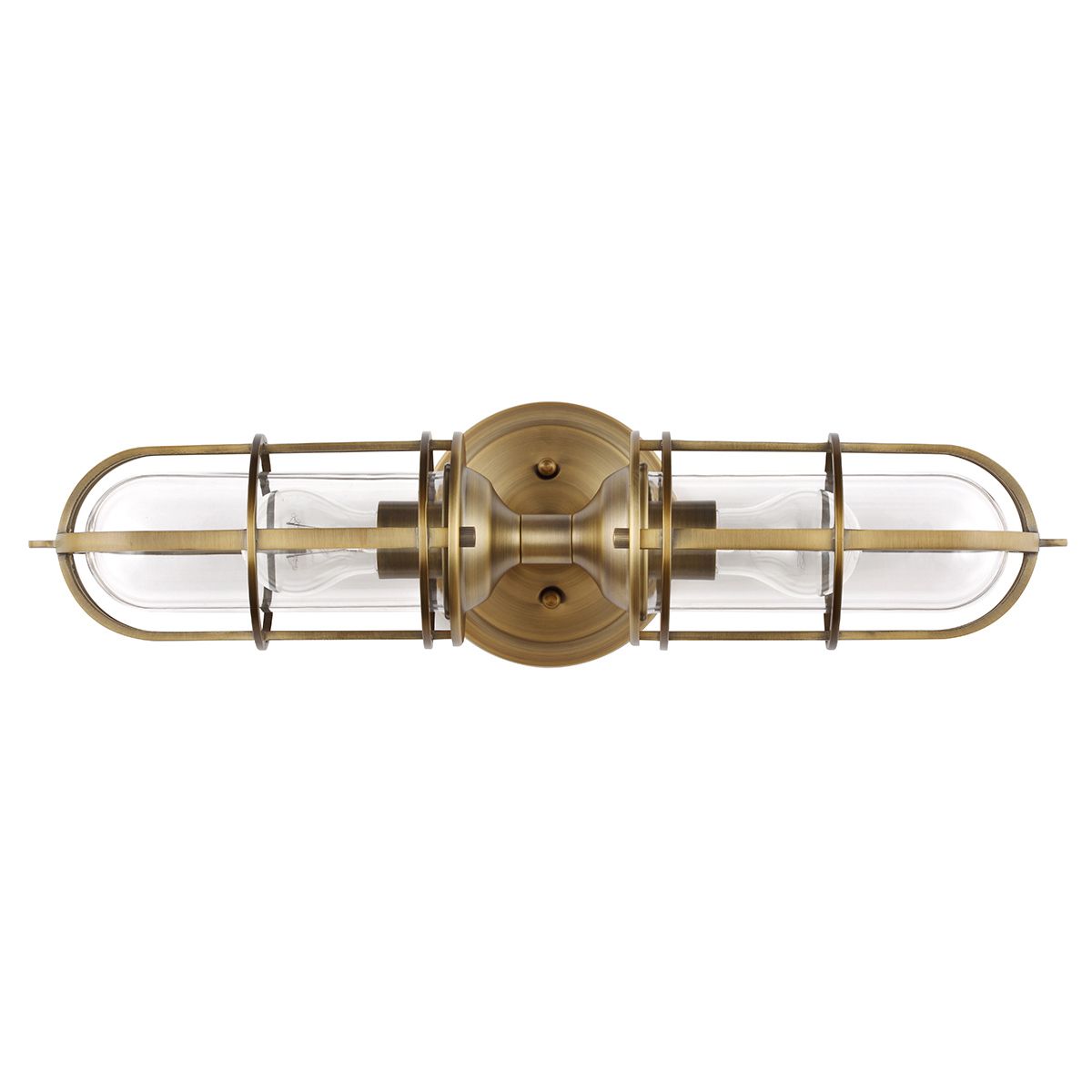 Urban Restoration 2 Light Wall Light Dark Antique Brass & Clear - QN-URBANREST2