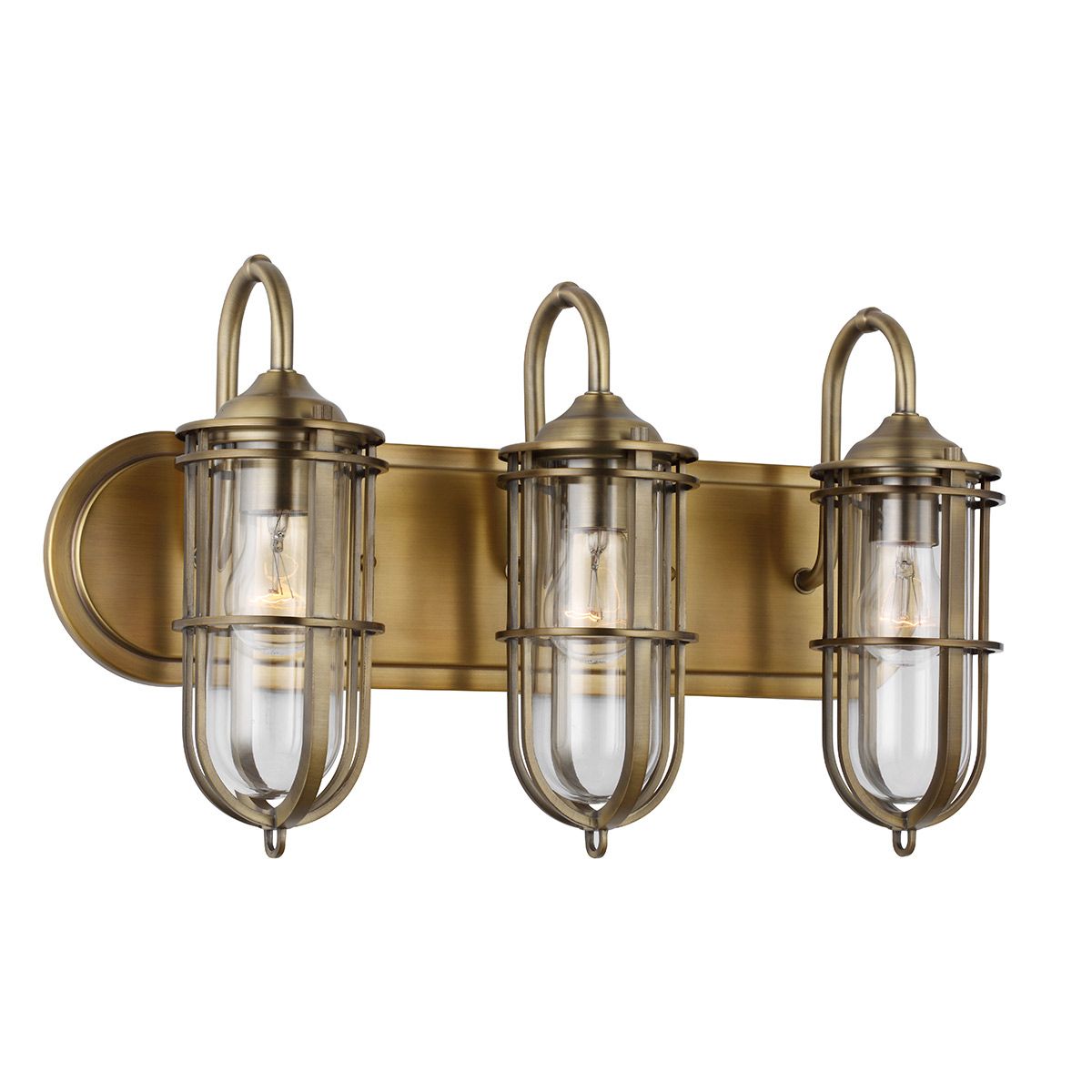 Urban Restoration 3 Light Wall Light Dark Antique Brass & Clear - QN-URBANREST3