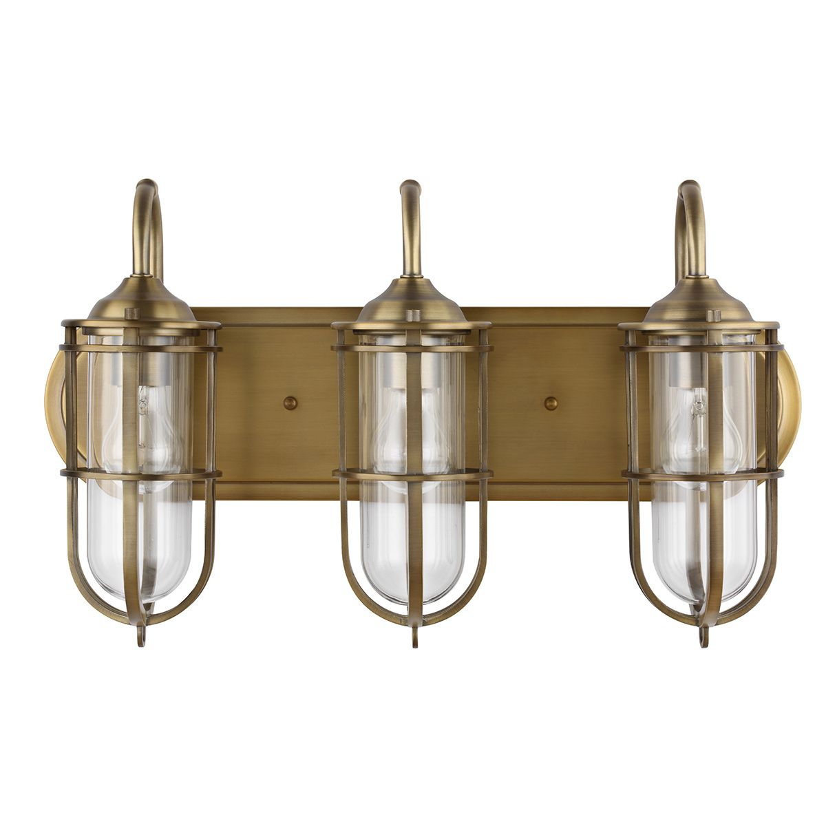 Urban Restoration 3 Light Wall Light Dark Antique Brass & Clear - QN-URBANREST3