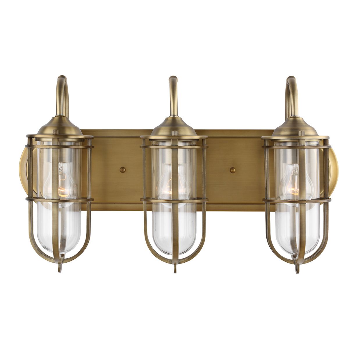 Urban Restoration 3 Light Wall Light Dark Antique Brass & Clear - QN-URBANREST3