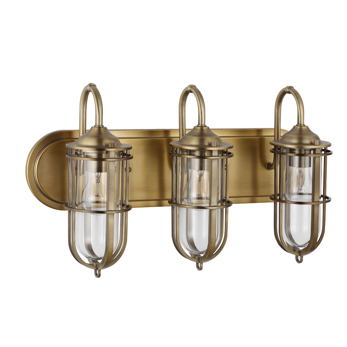 Urban Restoration 3 Light Wall Light Dark Antique Brass & Clear - QN-URBANREST3