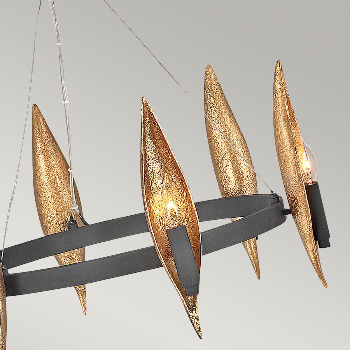 Willow 6 Light Chandelier Carbon Black with Deluxe Gold - QN-WILLOW6-CBK