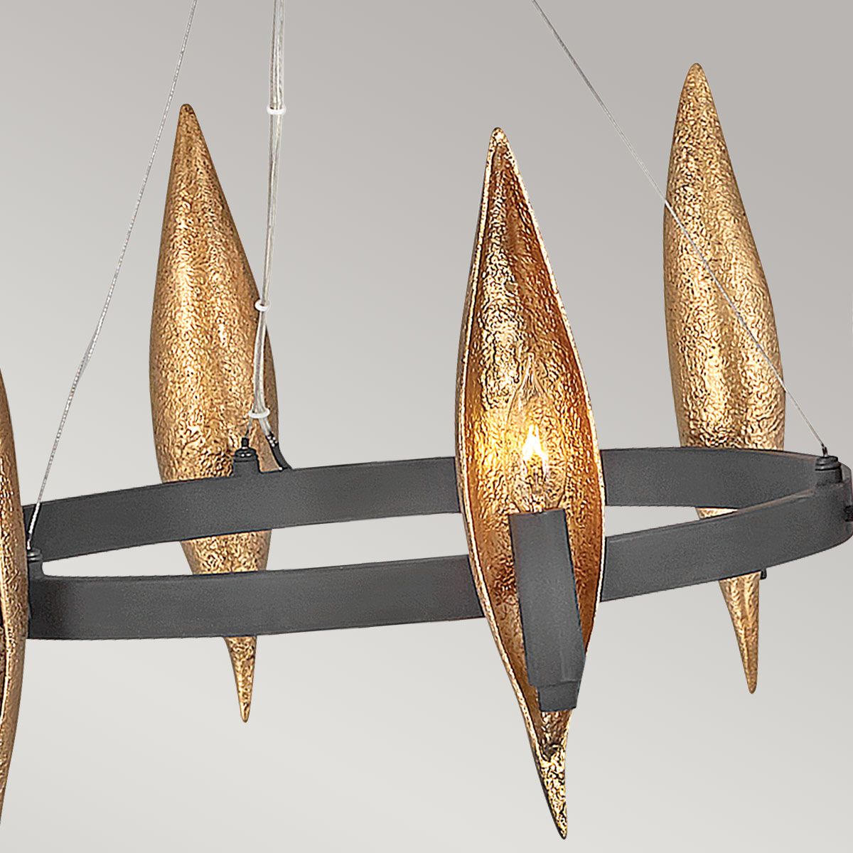 Willow 6 Light Chandelier Carbon Black with Deluxe Gold - QN-WILLOW6-CBK