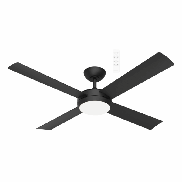 Quantum DC Ceiling Fan With LED Light 52" 4 Blade Matt Black With Remote - MQDC1343MR