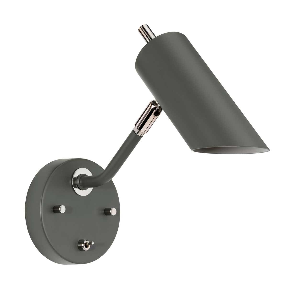 Quinto Mild Steel Wall Light Dark Grey & Polished Nickel - QUINTO1-GPN