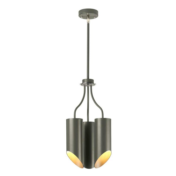 Quinto Mild Steel 3 Light Chandelier Dark Grey & Polished Nickel - QUINTO3-GPN