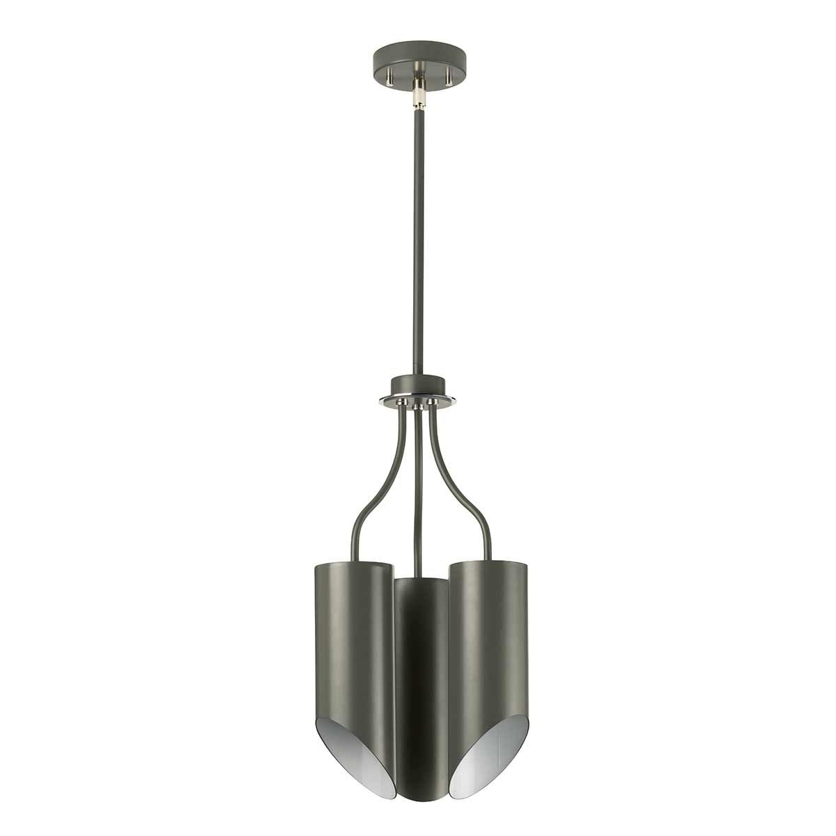 Quinto Mild Steel 3 Light Chandelier Dark Grey & Polished Nickel - QUINTO3-GPN