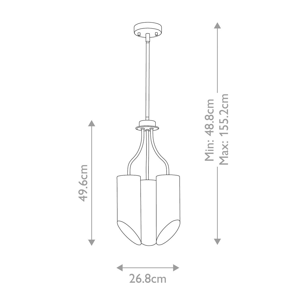 Quinto Mild Steel 3 Light Chandelier Dark Grey & Polished Nickel - QUINTO3-GPN