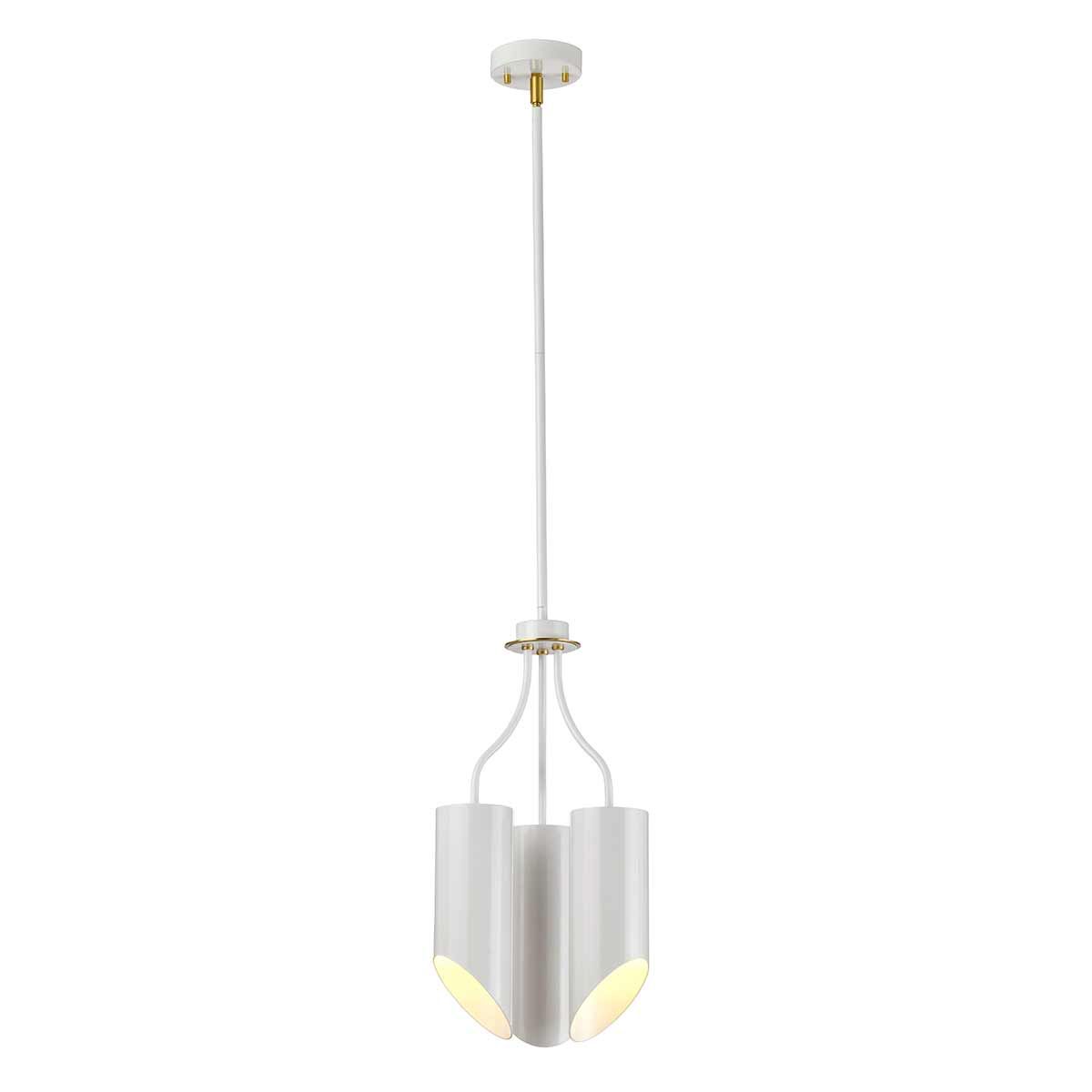 Quinto Mild Steel 3 Light Chandelier Aged Brass & White - QUINTO3-WAB