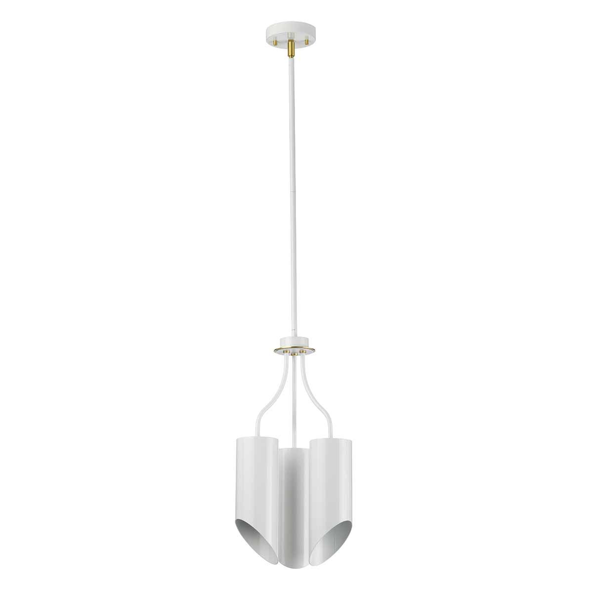 Quinto Mild Steel 3 Light Chandelier Aged Brass & White - QUINTO3-WAB