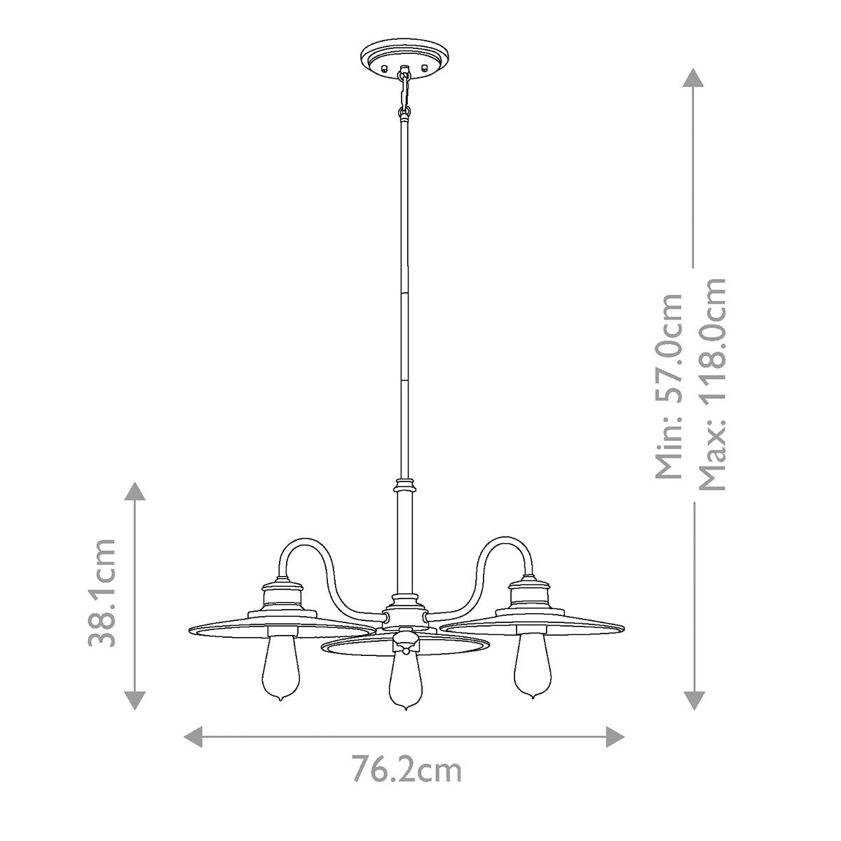 Admiral 3 Light Chandelier Imperial Bronze - QZ-ADMIRAL-3P-IB