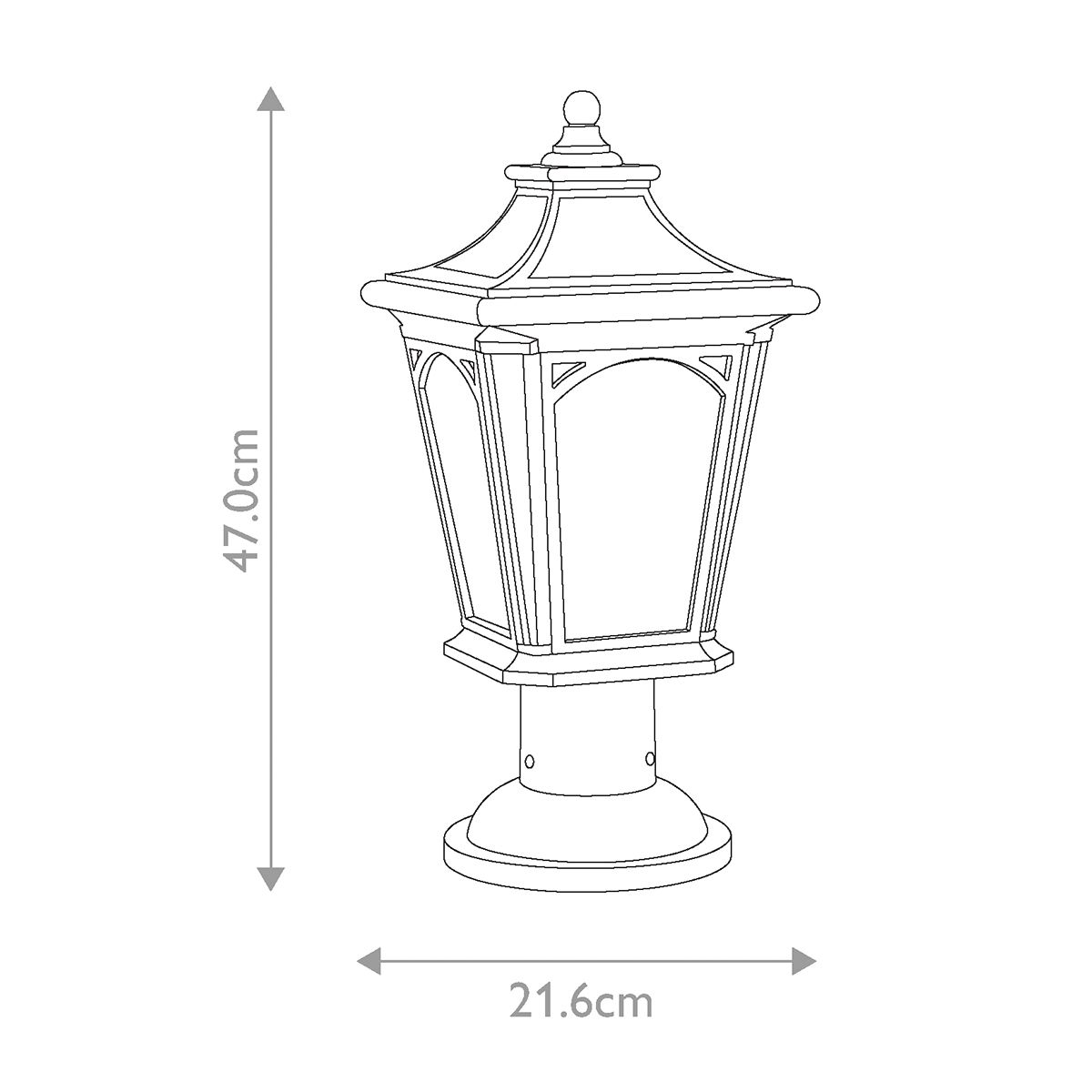 Bedford Medium Pedestal Lantern Mystic Black - QZ-BEDFORD3-M