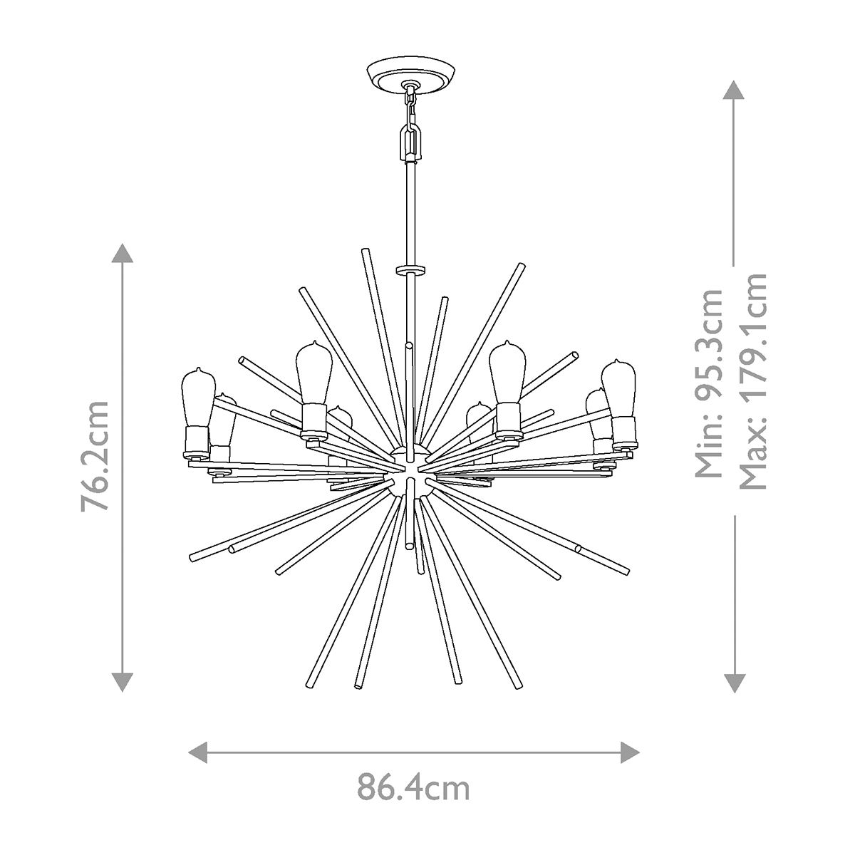 Carnegie 8 Light Chandelier Imperial Silver - QZ-CARNEGIE8-IS