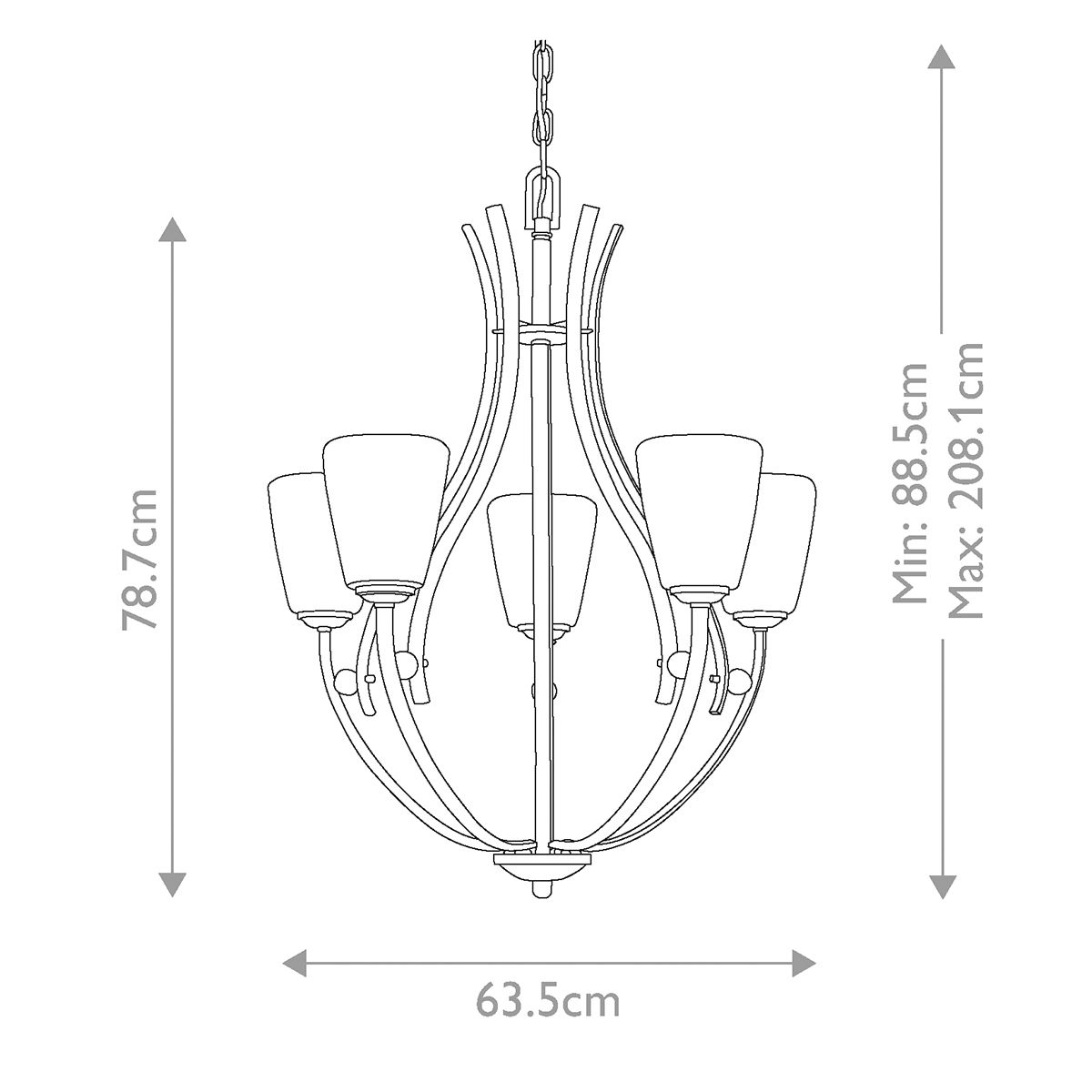 Chantilly 5 Light Chandelier Palladian Bronze - QZ-CHANTILLY5