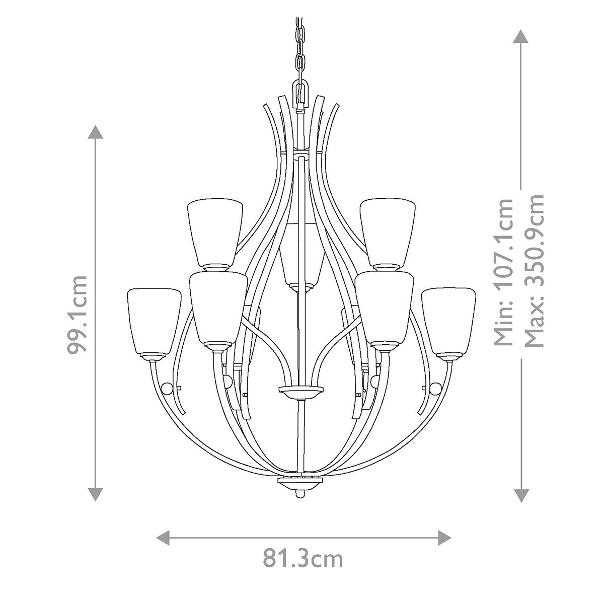 Chantilly 9 Light Chandelier Palladian Bronze - QZ-CHANTILLY9