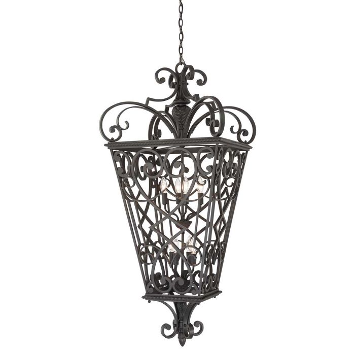 Fort Quinn 8 Light Chain Lantern Marcado Black - QZ-FORTQUINN8