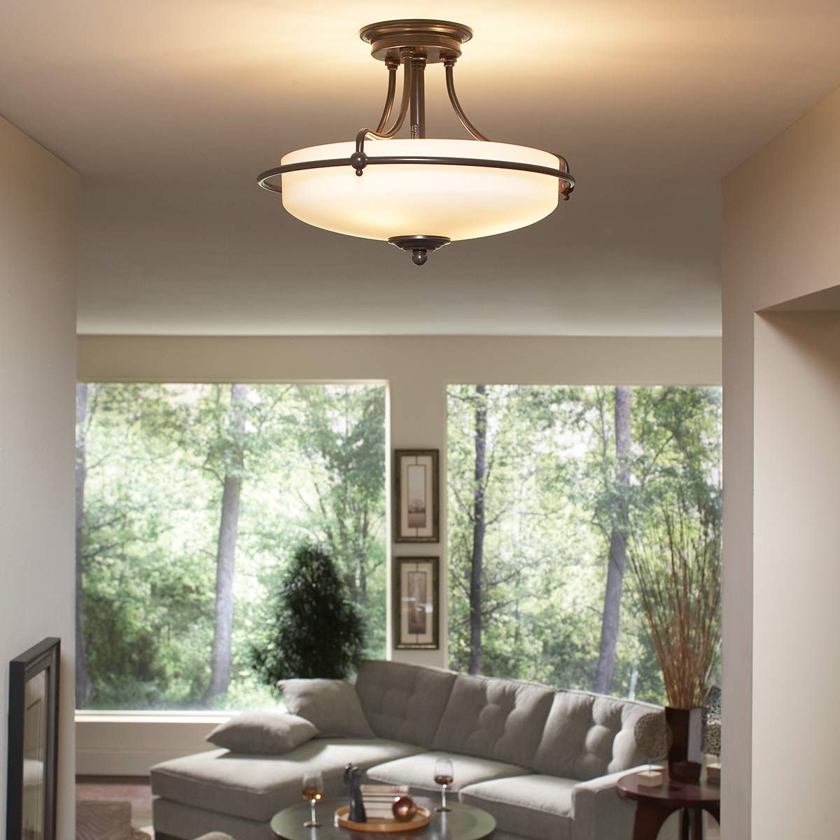 Griffin 4 Light Semi Flush Mount Light Palladian Bronze - QZ-GRIFFIN-SFM-PN