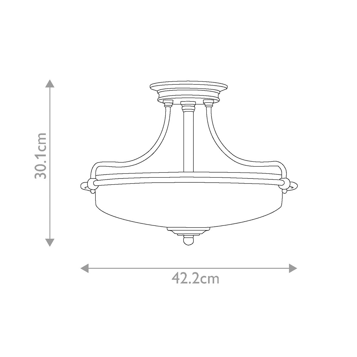 Griffin 3 Light Semi Flush Mount Light Antique Nickel - QZ-GRIFFIN-SFS-AN
