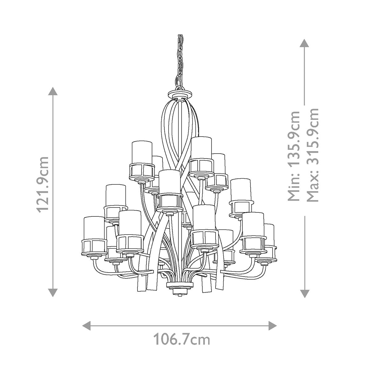 Kyle 16 Light Chandelier Imperial Bronze - QZ-KYLE16