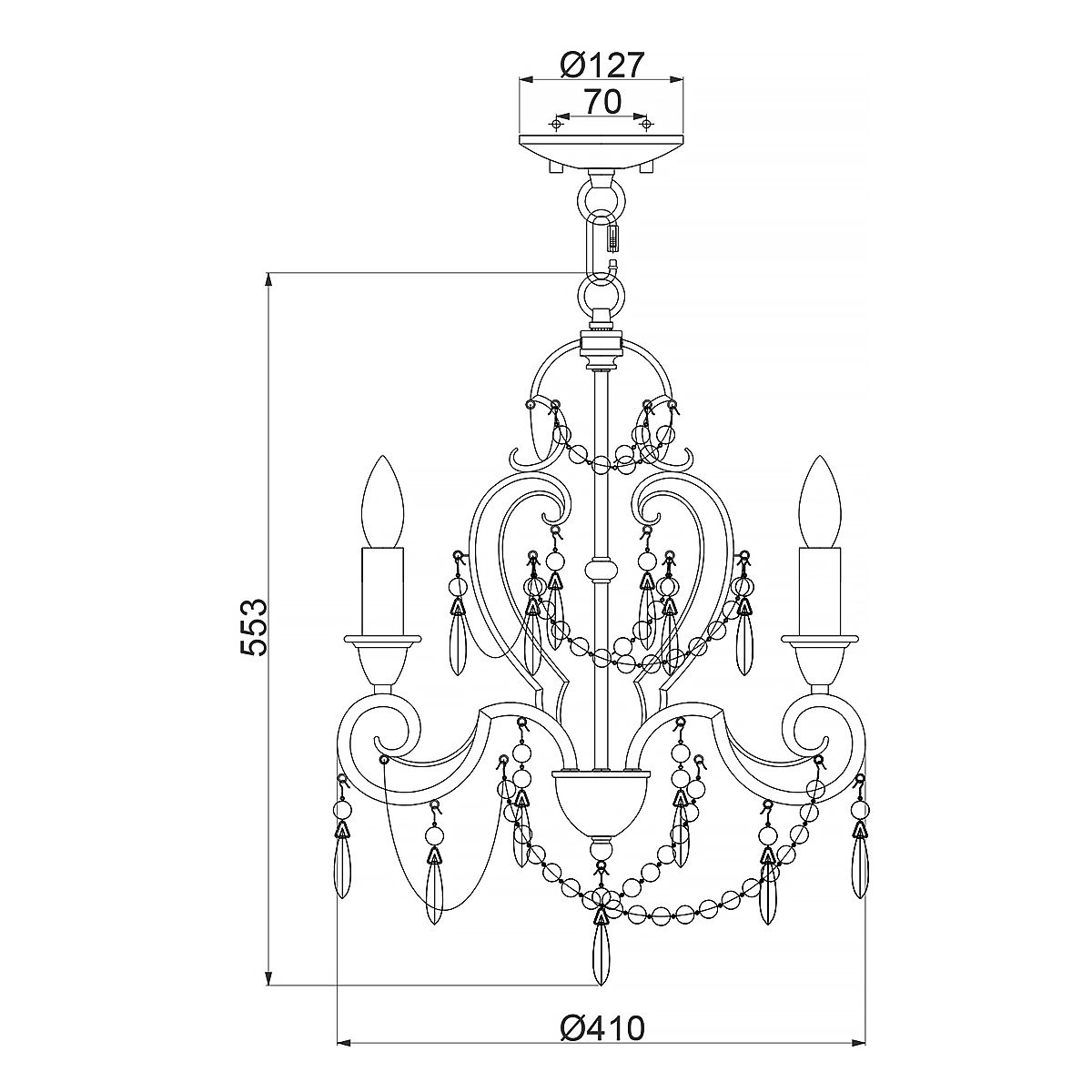 Lakeside 3 Light Mini Chandelier Vintage Gold - QZ-LAKESIDE3