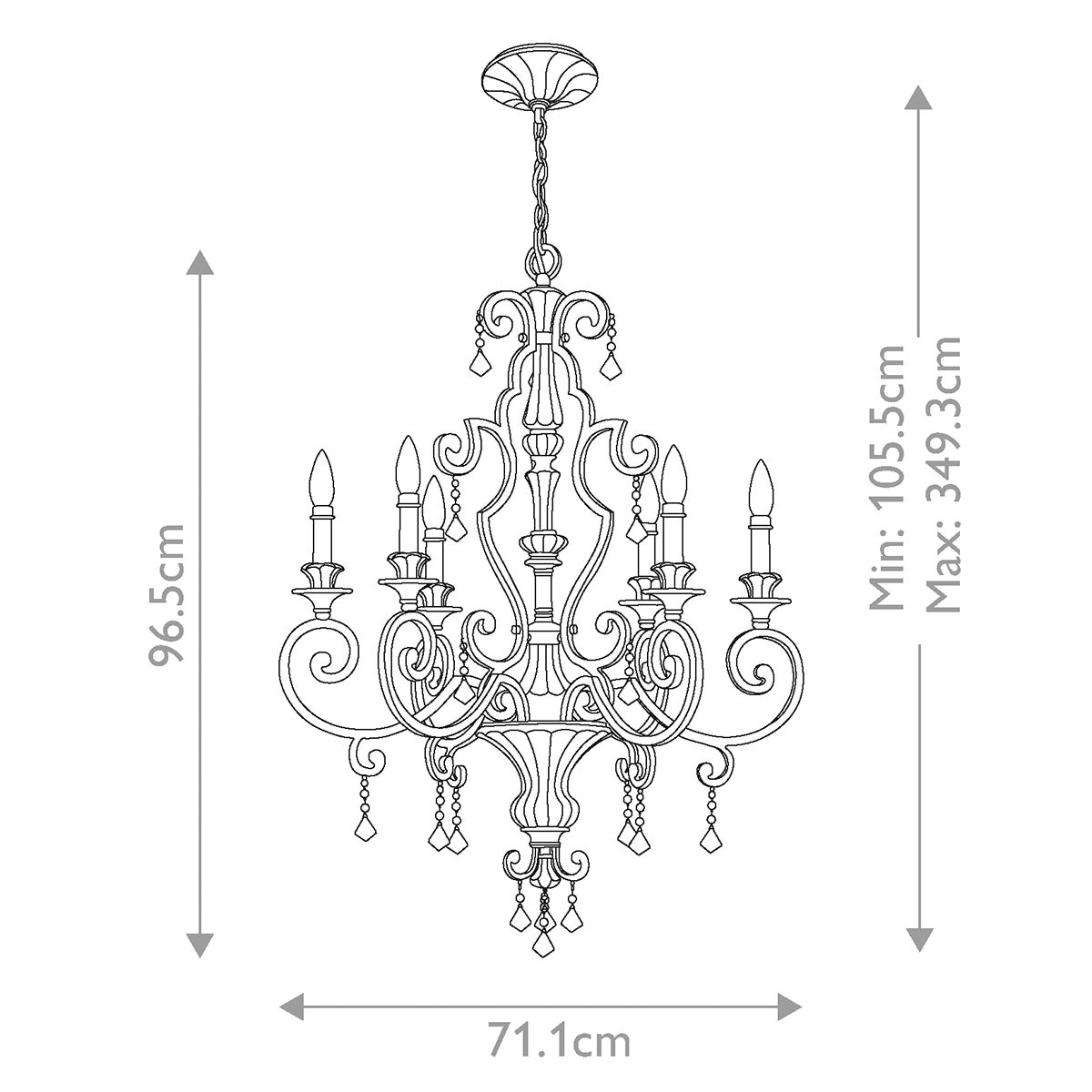 Marquette 6 Light Chandelier Heirloom - QZ-MARQUETTE6-A