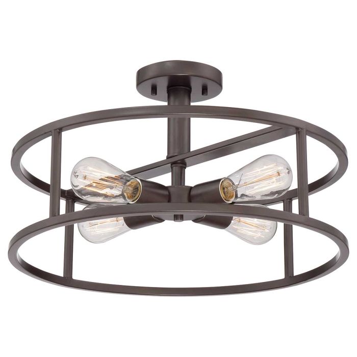 New Harbor 4 Light Semi Flush Mount Light Western Bronze - QZ-NEW-HARBOR-SF