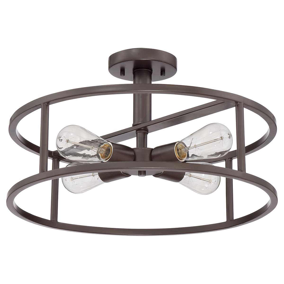 New Harbor 4 Light Semi Flush Mount Light Western Bronze - QZ-NEW-HARBOR-SF