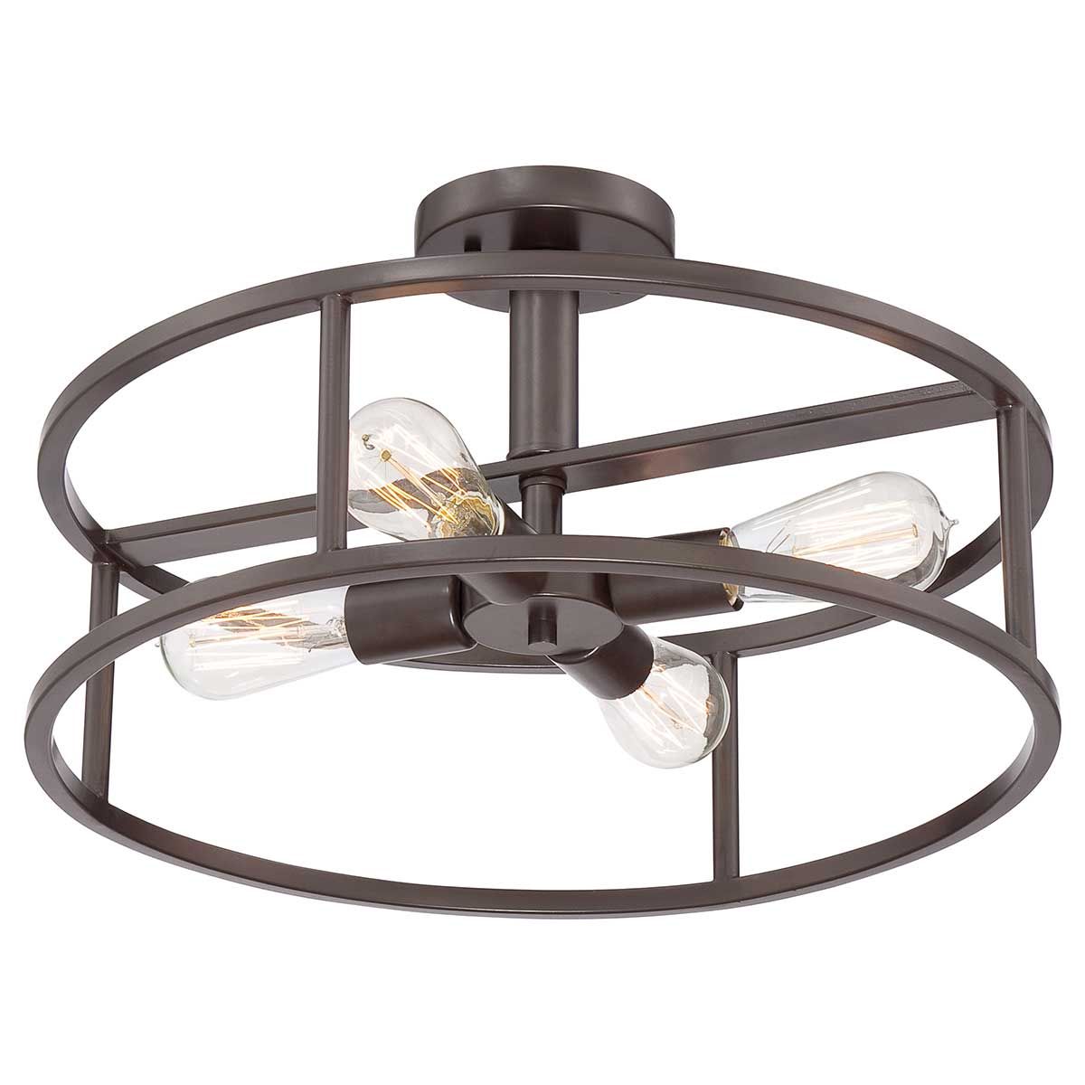 New Harbor 4 Light Semi Flush Mount Light Western Bronze - QZ-NEW-HARBOR-SF