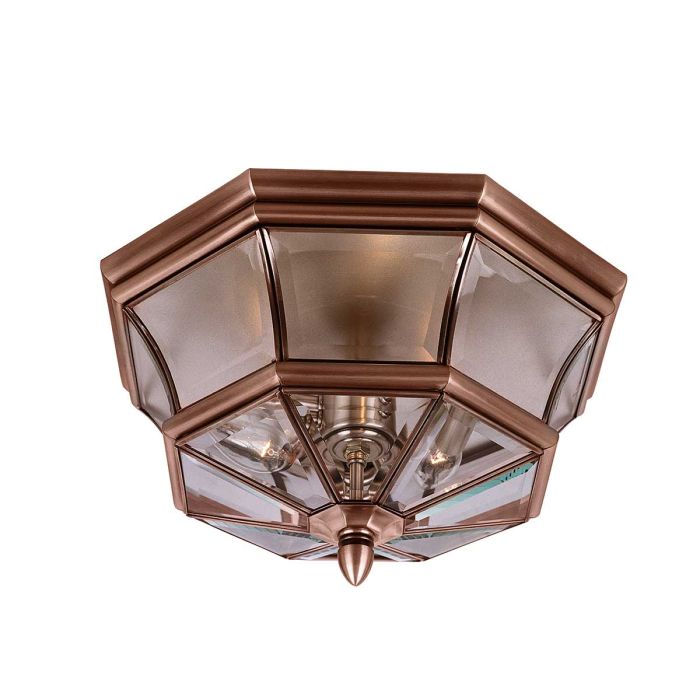 Newbury 3 Light Flush Mount Light Lacquered Aged Copper - QZ-NEWBURY-F-AC