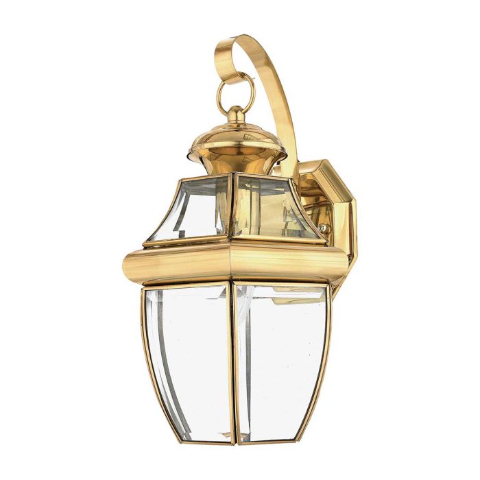 Newbury 1 Light Medium Wall Lantern Lacquered Polished Brass - QZ-NEWBURY2-M-PB