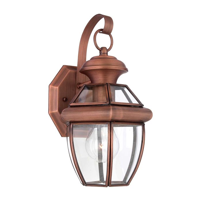 Newbury 1 Light Small Wall Lantern Lacquered Aged Copper - QZ-NEWBURY2-S-AC