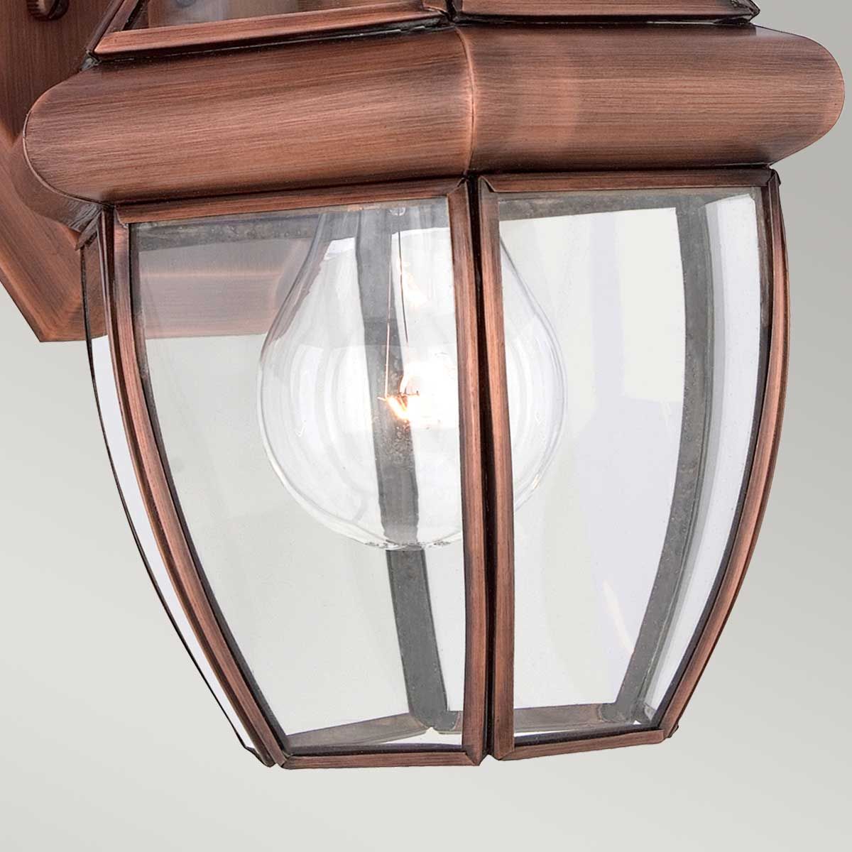 Newbury 1 Light Small Wall Lantern Lacquered Aged Copper - QZ-NEWBURY2-S-AC