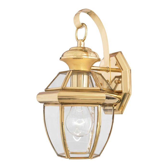 Newbury 1 Light Small Wall Lantern Lacquered Polished Brass - QZ-NEWBURY2-S-PB